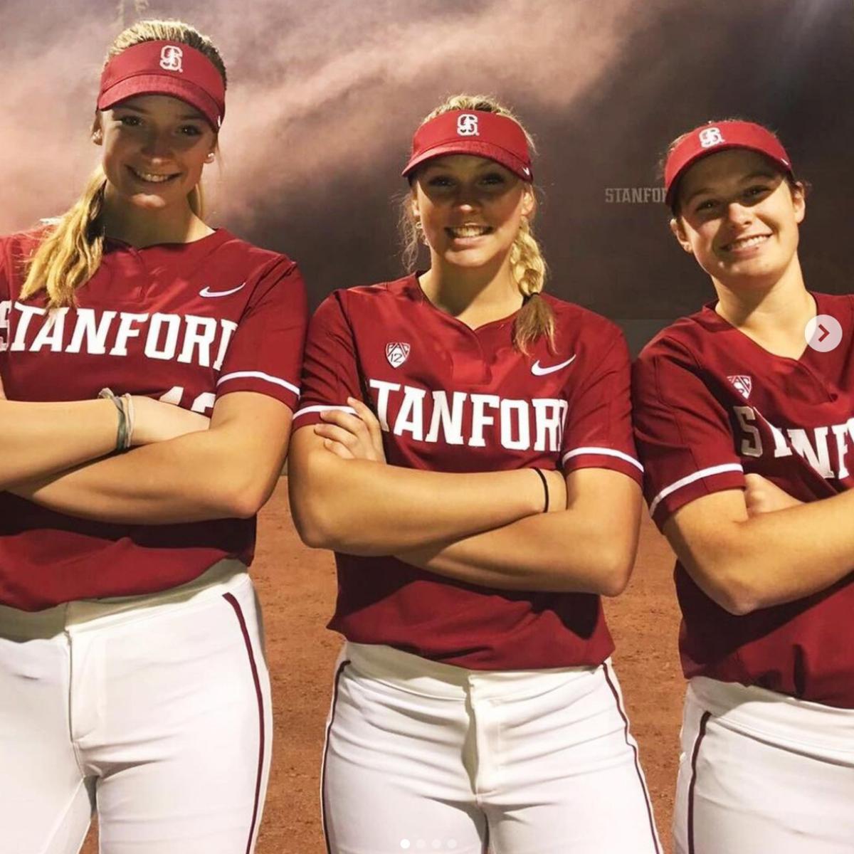 Emily Schultz left, Taylor Gindlesperger center, Emily Young right Stanford